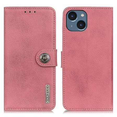 KHAZNEH iPhone 15 Plus Fodral Läder Rosa