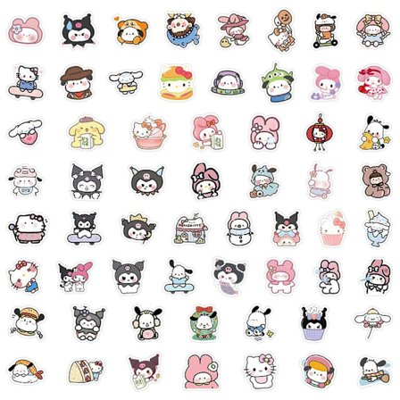 Söt Sanrio Design B - 60 bilder för laptop, gitarr, klippbok och tidningar, present One Size