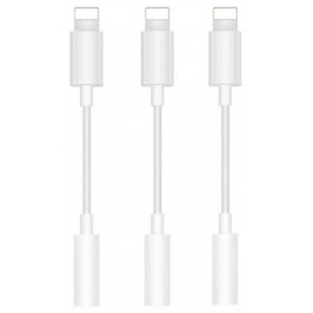 3 st 3,5 mm Jack Aux Hörlursadapterkabel för Iphone 6 Plus 7 Vit (Standard)