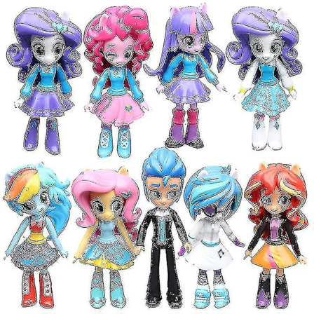 9 stk My Little Pony Equestria Girls Figures Dolls Collection Minis Dolls 12cm
