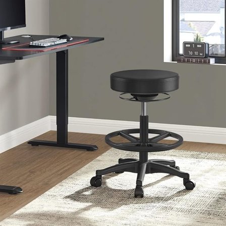 Justerbar arbeidskrakk med fotring og sikkerhetshjul - Svart