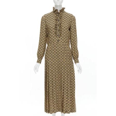 Celine Vintage, Pre-owned Wool dresses Geel, unisex, Maat:M,wol