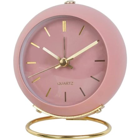 Analog vekkerklokke med lys, liten lydløs retro vekkerklokke