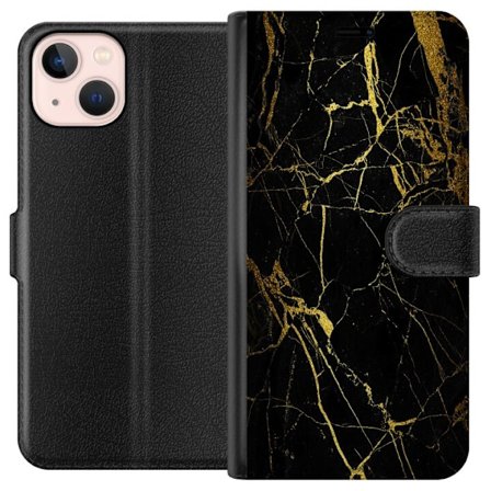 Yhteensopiva Lompakkokotelo Apple Apple iPhone 13 Marmori Musta & Kulta