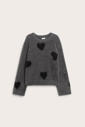 Kappahl | Myk strikkegenser med hjerter | Grå