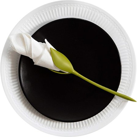 10 servetthållare för bord, gröna stjälkar i plast, vridna knoppar