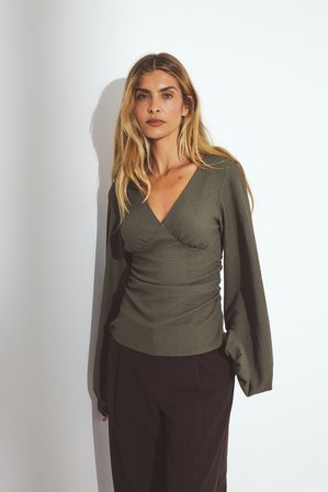 NA-KD Volume Sleeve Blouse - Bluser - Grøn - M (EU 38-40)