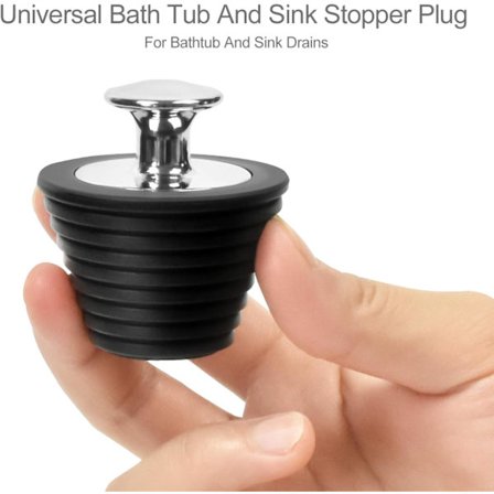 *2 Universal Propper for Badekar og Vask Svart og Grå*