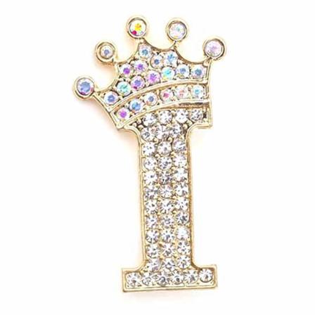 Fashion Crown 26 begyndelsesbogstaver A til Z Crystal Rhinestone Broo Gold-I