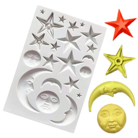 Silikoneforme i måne- og stjerneform, sol, måne og stjerner design, f