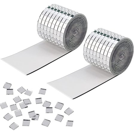 2 pakker mosaik spejlflise klistermærke selvklæbende mini firkantet glas spejl diskokugle DIY håndværk dekoration vægspejl køkken badeværelse 5 x 5 mm