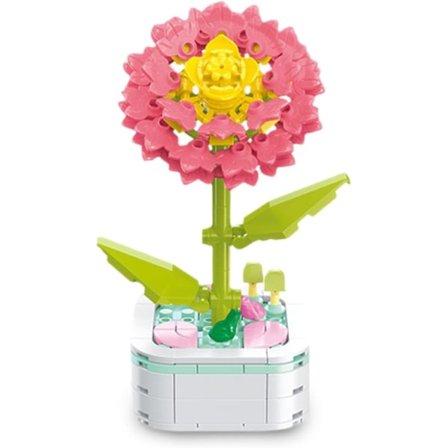 Blomsterbuket Byggesæt med Base, Blomster Byggesæt Kunstige Planteblomster Byggeklodser til Hjemmekontor Dekoration, Krokus