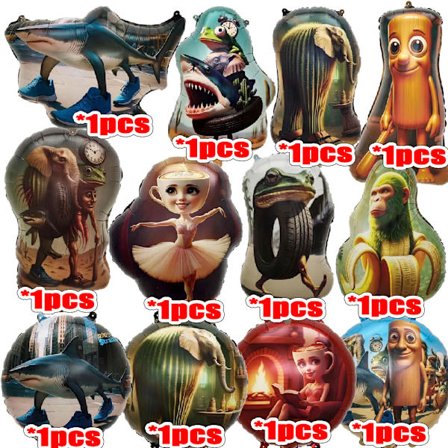 Italiensk Brainrot Fødselsdagsfest Dekoration Tung Tung Sahur Tralalelo Tralala Service Balloner Kop Tallerken til Festartikler (D)