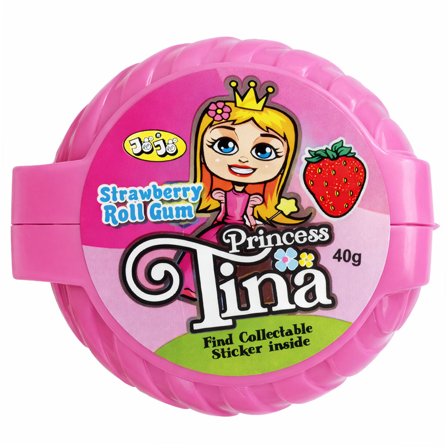 Jordbær Tyggegummi Rulle med Prinsesse Sticker 40 g