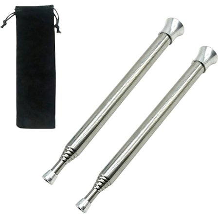 Sæt med 2 - Teleskopiske Bælge i Rustfrit Stål - Foldbare Blæsemundstykker Ergonomisk Spids Mundstykke Bælge Ildstarter Overlevelse
