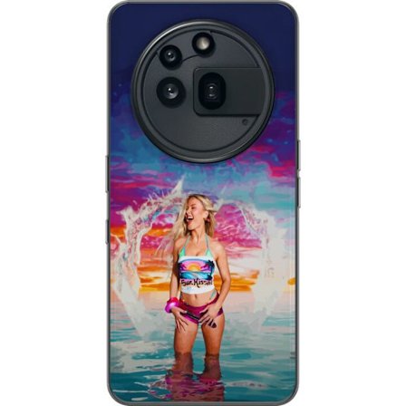 Kompatibel Mobilcover til Nothing Phone (3a) Pro Blond kvinde i farverigt strandtøj, der leger i havet ved solnedgang