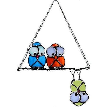 Pöllö Seinäkoriste Pöllö Taide Huoneen Sisustus Lasimaalaus Ikkunakoristeet Kodin Sisustukseen, Olohuoneeseen, Ikkunaan