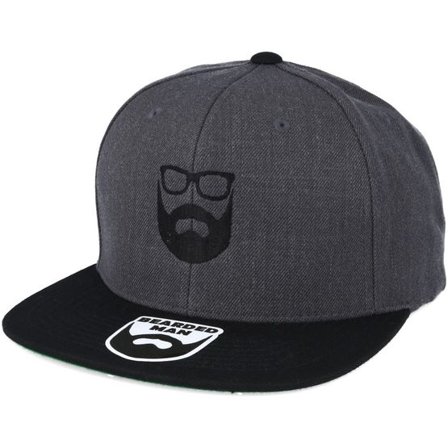 Bearded Man - Grå snapback Keps - Logo Charcoal/Black Snapback @ Hatstore