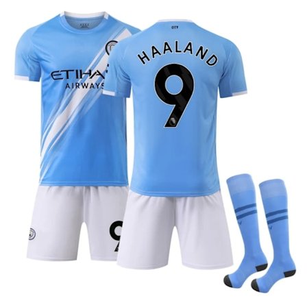 25-26 Manchester City Hjemme Barn Fotballdrakt Nr. 9 Haaland