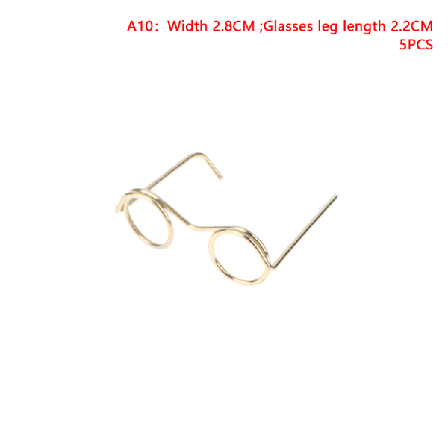 5 STK Retro Doll Miniature Briller Lensless Eyewear Legetøj DIY Doll 2.8X2.2CM Gold