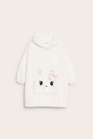 Kappahl | Polarowa bluza z kapturem, z królikiem | Offwhite