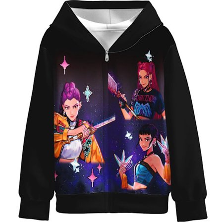 KPOP Devil Hunter -huppari, tyttöjen ulkotakki-huppari, rento vetoketjullinen huppari