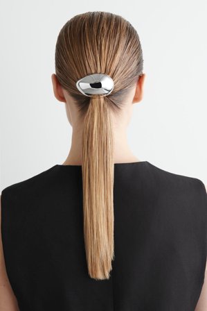 COS Women's Domed Hair Barrette in Silver