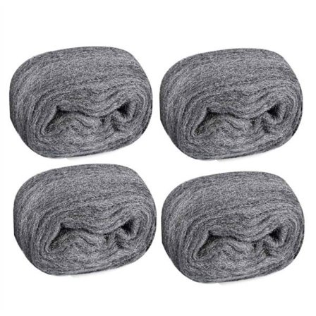 4 stk. muse stålull, 0000 fin stålull for kontroll av museull for tetting