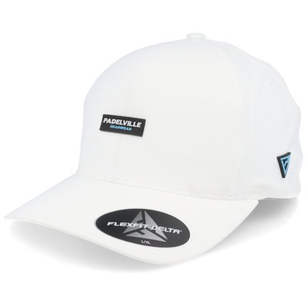 Padelville - Wit flexfit Cap - Padel Headwear Blue Rubber White Delta Flexfit @ Hatstore