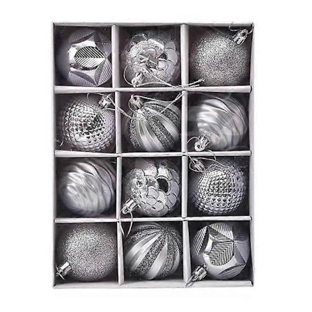 12 st Julkulor Julgransdekoration Jul Heminredning Gott Nytt År Navidad Hängande Kulor Tillbehör Silver 6cm