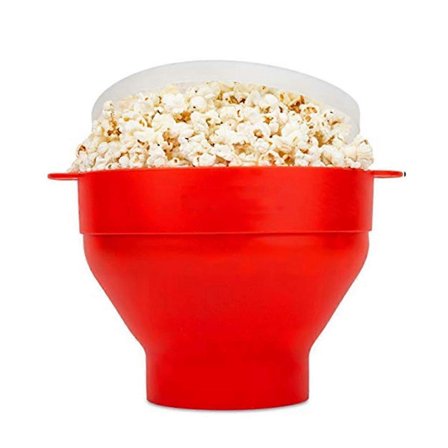 Popcornmaskin i silikon för mikrovågsugn, hopfällbar popcornskål, popcornmaskin för mikrovågsugn med lock