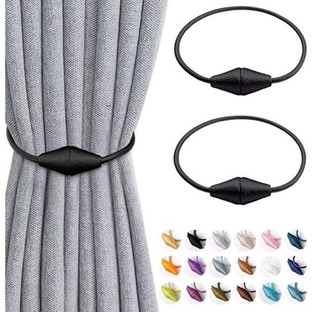 Magnetiske Gardinholdere, 1 Par Gardinrebholdere i Pink, Gardinbeslag Vindue Holdere til Hjem Kontor Dekorative, Sort