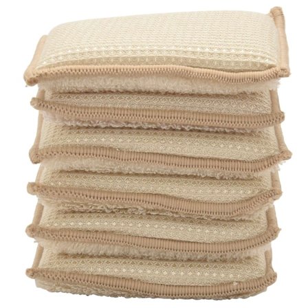 6 stk. rengøringspude bambus spons kit skuresvampe dobbeltsidet spons skuresvamp ikke-opvaskesvamp