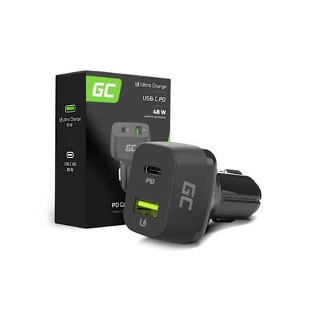 Green Cell 48W USB-C Car Charger - 30W PD & QC 3.0 Fast Charging