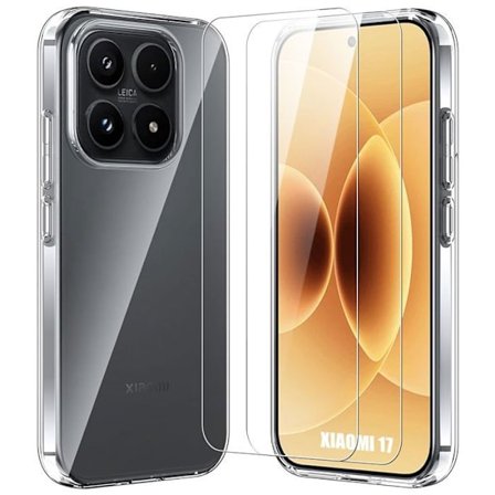 Cover til Xiaomi 17, Transparent Silikone Beskyttelse Mod Ridser - 2 Tempered Glass