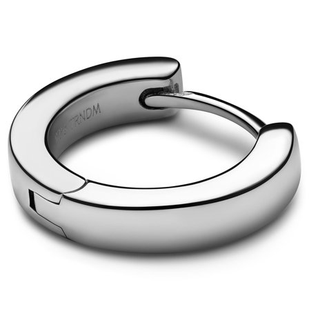 Argentia | Próba 925 | Płaski rodowany srebrny kolczyk kółeczko dla mężczyzn - Kolczyki kółeczka z zawieszką