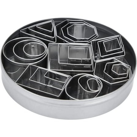 Squid Game koreansk sukkergodteri-verktøysett 24 stykker forskjellige former forskjellige størrelser åttekantet rustfritt stål kakeform