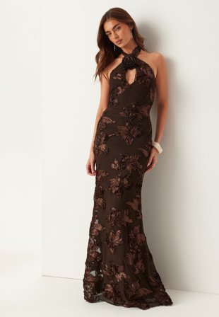 Bubbleroom Occasion - Halterneck Embroidered Gown - M