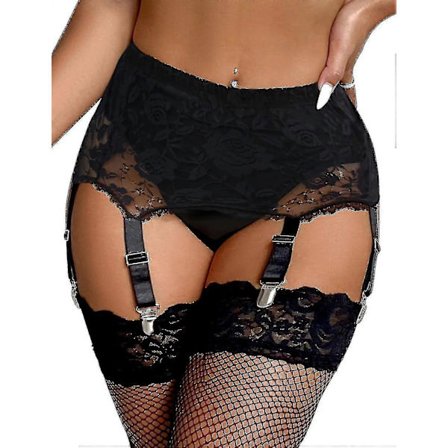 Damstrumpband Plus Size Spetsstrumpband Och 6 Metallklämmor Justerbara Underkläder Strumpbyxor U