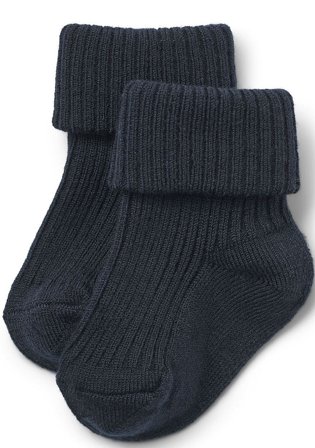 WHEAT Wool Rib Socks Ziggy Navy Str 19-21, Børn & Forældre, Børnetøj, Babysokker