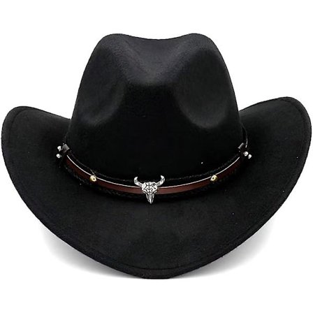 Børne Cowboy Hat Ungdom Voksen Casual Filt Hat Sort Western Cowboy Hat Cowgirl Cap