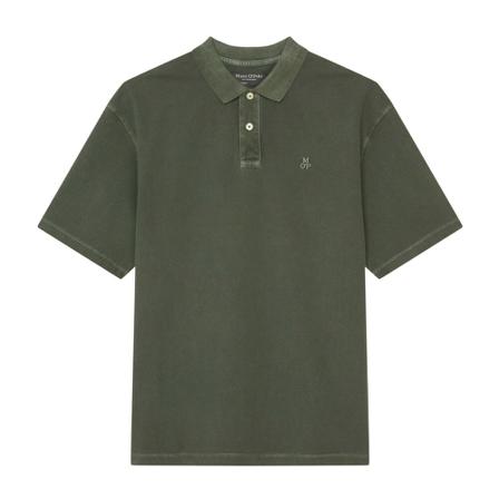 Marc O'Polo Short-sleeved relaxed polo shirt in piqu fabric Grøn, Herre