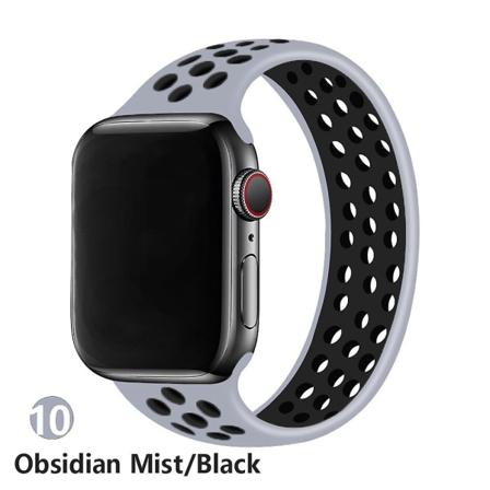 Solo Loop-rem för Apple Watch-band 44 mm 40 mm 38 mm 42 mm Andningsbart silikonelastiskt bälte Armband Band Iwatch Serie 3 4 5 Se 6 obsidian black 