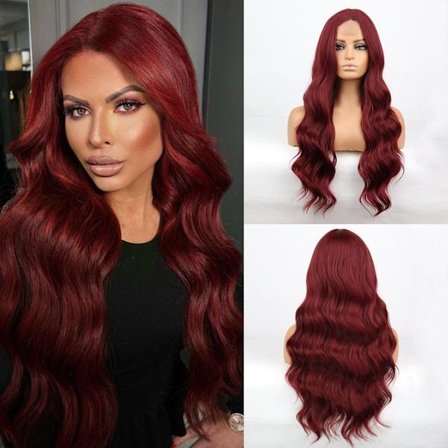 Naturlige parykker: Varmebestandige, lange, mellemkrøllede hår til