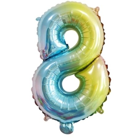 Gaggs Regnbågsfärgad Sifferballong Nr 8, 35 cm