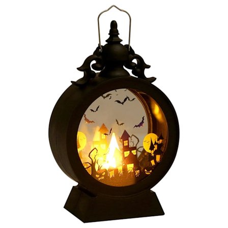 Halloween Lys Lanterne, Vintage LED Lys Mini Lanterne Udendørs Lanterne med Klart Glas til Bryllup Jul, Bord Midtpunkt Batteri (C