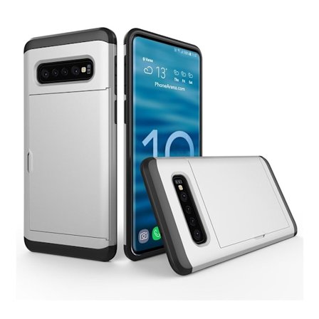 Samsung Galaxy S10 kortholder hybrid etui - Sølv
