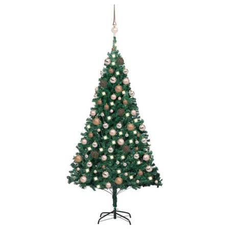 Plastgran Med Led Och Julgranskulor Grön 120 Cm Pvc