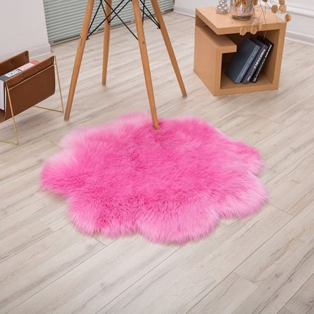 Faux fårskinn ullmatta, fluffig mjuk syntetisk fårskinn lyxig ull soffa matta kudde dekorera ditt vardagsrum och sovrum (45cm, rosa)
