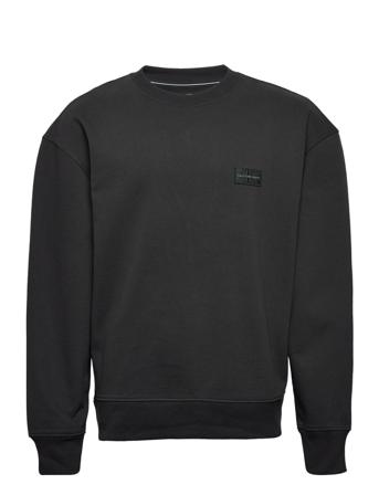 Shrunken Badge Crew Neck Sweat-shirt Genser Svart Calvin Klein Jeans